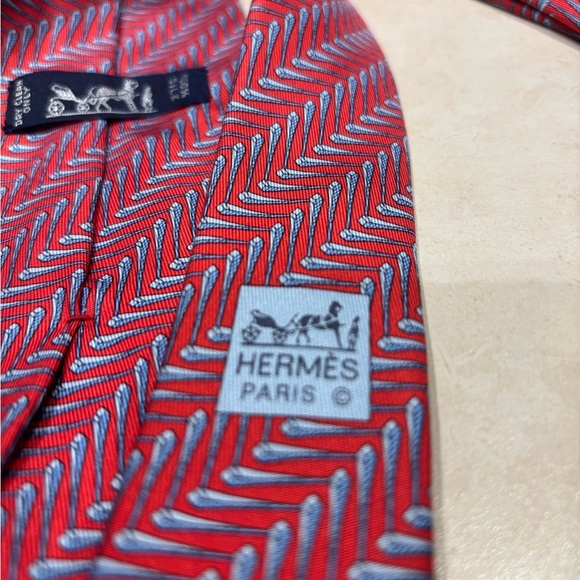 HERMÈS PARIS 100% Silk Tie, Made in France, Authentic - Picture 6 of 8